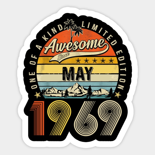 Awesome Since May 1969 Vintage 54th Birthday Sticker by Tagliarini Kristi